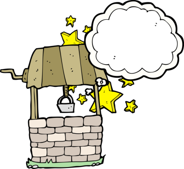 Bir insan tarafından çizilmiş düşünce baloncuğu ile dilek kuyusu