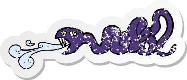 Bir insan tarafından çizilmiş karikatür yılanının geriletilmiş çıkartması.