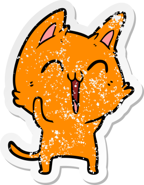 Bir insan tarafından çizilmiş mutlu çizgi film kedisinin sıkıntılı çıkartması.