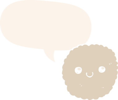 bir insan tarafından çizilmiş eski usul konuşma baloncuklu çizgi film bisküvisi