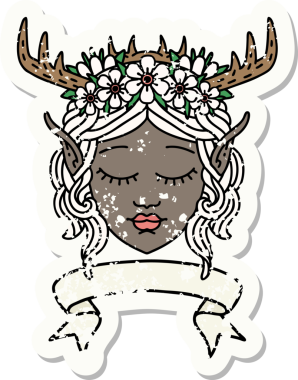 Retro Dövme Tarzı Elf Karakter Yüzü Bir insan tarafından çizilmiş pankartıyla