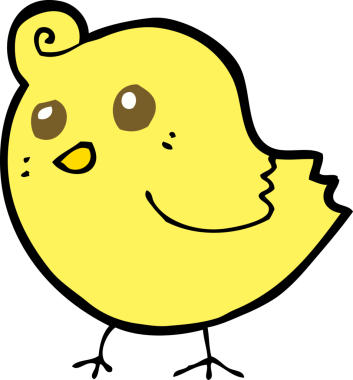 Bir insan tarafından çizilmiş çizgi film kuşu.