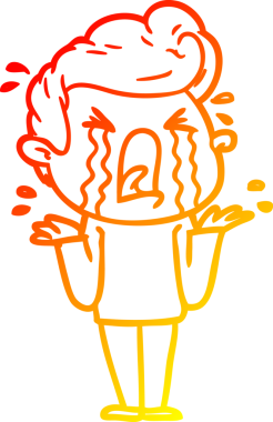 Bir insan tarafından çizilmiş, ağlayan bir çizgi film karakteri.