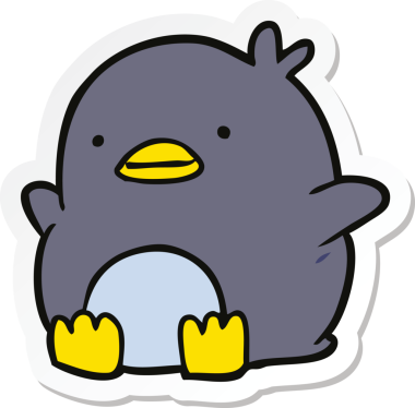 Bir insan tarafından çizilmiş şirin bir penguen çıkartması.