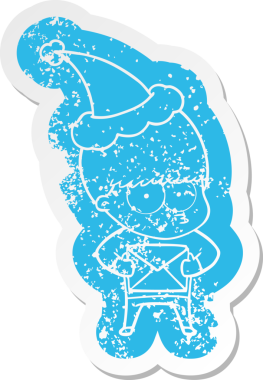 Sinirli çizgi film, Noel Baba şapkası takan bir çocuğun insan tarafından çizilmiş çıkartması.