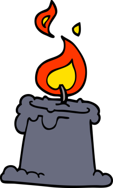 Bir insan tarafından çizilmiş karikatür yanan mum.