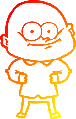 Bir insan tarafından çizilmiş kel bir adamın sıcak çizgi çizimi.