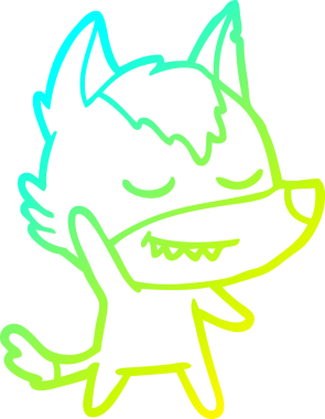 Bir insan tarafından çizilmiş dost canlısı bir kurt çizgi çizimi.