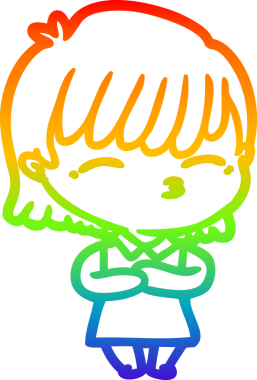 gökkuşağı gradyan çizimi bir insan tarafından çizilmiş bir karikatür kadın