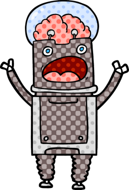 Bir insan tarafından çizilmiş çizgi film robotu