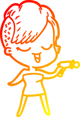 Bir insan tarafından çizilmiş mutlu bir çizgi film kızı çizimi