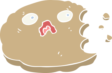 Bir insan tarafından çizilmiş düz renkli çizgi film kurabiyesi