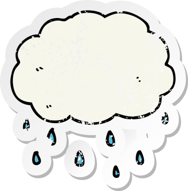Bir insan tarafından çizilmiş karikatür yağmur bulutunun sıkıntılı etiketi