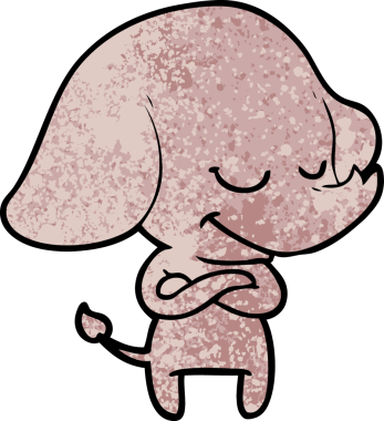 Bir insan tarafından çizilmiş gülümseyen bir fil.