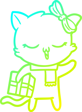 Bir insan tarafından çizilmiş noel hediyesi olan çizgi film kızlarının çizimleri.