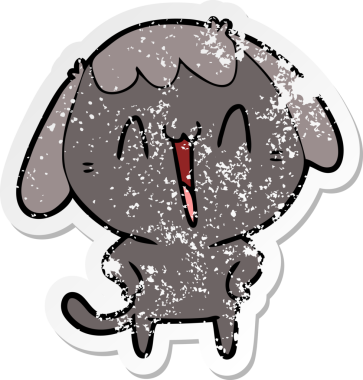 Bir insan tarafından çizilmiş şirin bir köpeğin sıkıntılı çıkartması.