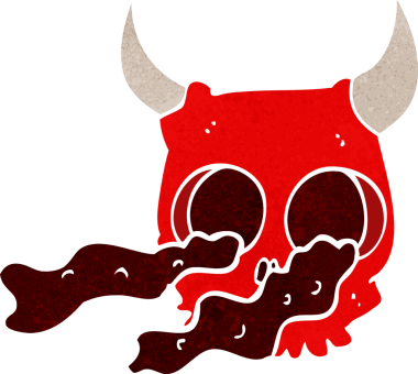 Bir insan tarafından çizilmiş cadılar bayramı kafatası çizgi filmi.