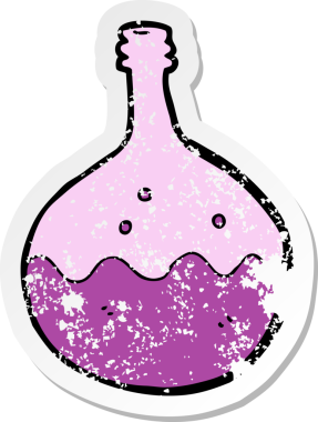 Bir insan tarafından çizilmiş köpüren kimyasalların gerilimli retro yapıştırması.