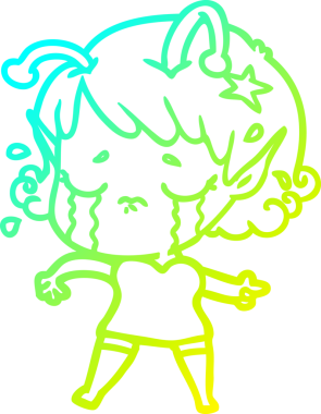 Bir insan tarafından çizilmiş ağlayan uzaylı kız çizgi filmi.