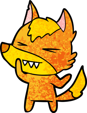 Bir insan tarafından çizilmiş tilki çizgi film karakteri