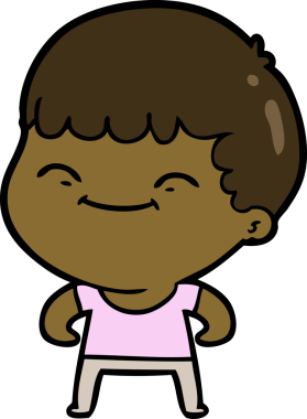 Bir insan tarafından çizilmiş mutlu çocuk çizgi filmi.