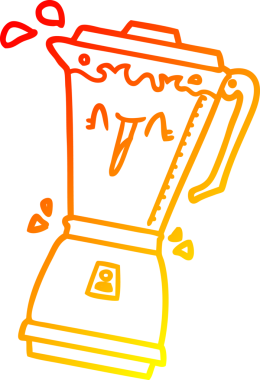 Bir insan tarafından çizilen fırıl fırıl dönen çizgi film yemek işlemcisinin sıcak çizgi çizimi