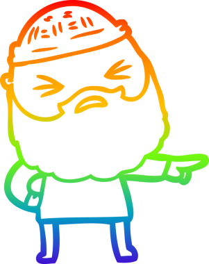 Bir insan tarafından çizilmiş sakallı bir karikatür çizimi.