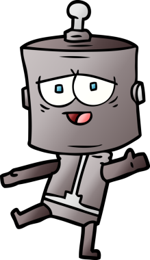 Bir insan tarafından çizilmiş çizgi film robotu