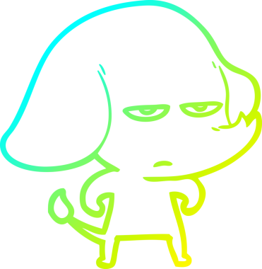 Bir insan tarafından çizilmiş soğuk bir çizgi film filinin çizimi.