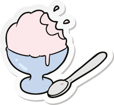 Bir insan tarafından çizilmiş karikatür dondurma tatlısı çıkartması.