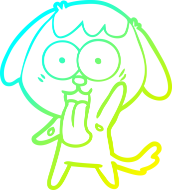 Bir insan tarafından çizilmiş şirin bir çizgi köpeğin soğuk gradyan çizgisi.