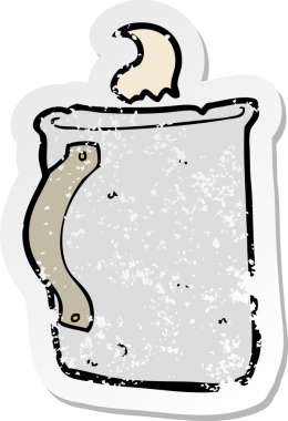 Bir insan tarafından çizilmiş eski bir teneke kahve fincanının gerilimli yapıştırması.