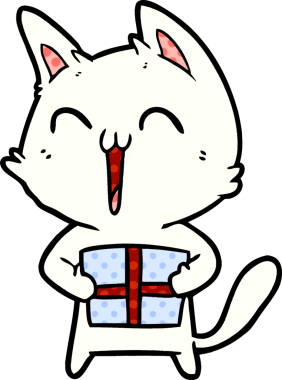 Bir insan tarafından çizilmiş mutlu çizgi film kedisi.