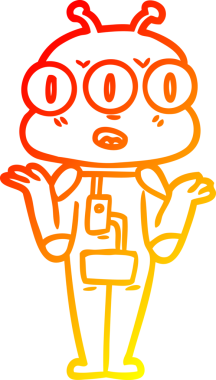 Bir insan tarafından çizilmiş üç gözlü bir uzaylının sıcak çizgi çizimi.