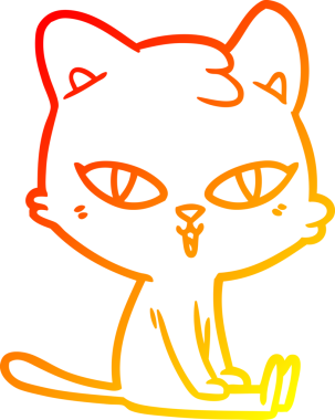 Bir insan tarafından çizilmiş çizgi film kedisinin sıcak çizgi çizimi