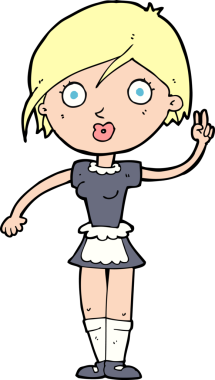 Çizgi film garsonu bir insan tarafından çizilmiş el hareketi yapıyor.