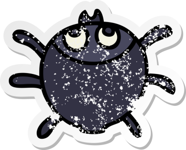 İnsan eliyle çizilmiş garip bir karikatür böceğinin sıkıntılı çıkartması.