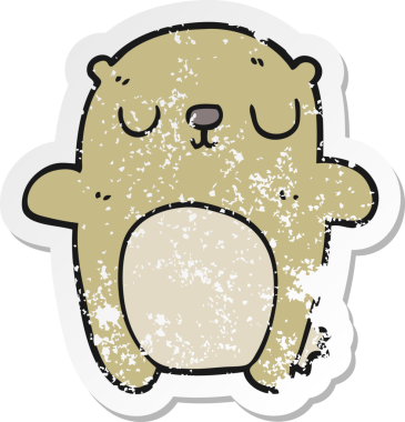 Bir insan tarafından çizilmiş karikatür ayısının sıkıntılı çıkartması.