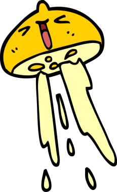 Bir insan tarafından çizilmiş limon fışkırtan karikatür.