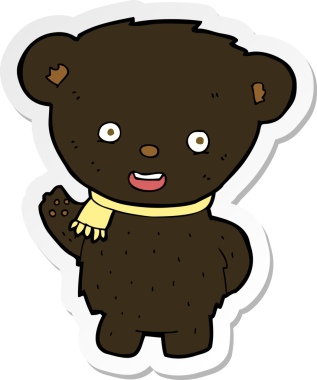 Bir insan tarafından çizilmiş siyah bir ayının çıkartması.