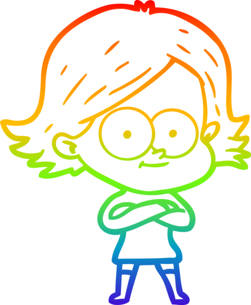 gökkuşağı gradyan çizimi mutlu bir çizgi film kızı bir insan tarafından çizildi