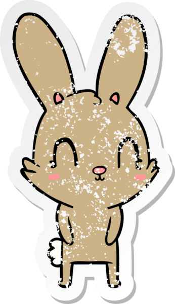 Bir insan tarafından çizilmiş şirin bir tavşanın sıkıntılı çıkartması.
