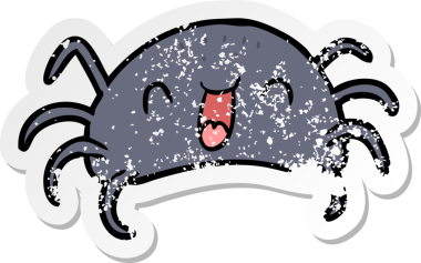 Bir insan tarafından çizilmiş karikatür örümceğinin sıkıntılı çıkartması.