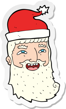 Bir insan tarafından çizilmiş gülen Noel Baba çizgi filminin çıkartması.