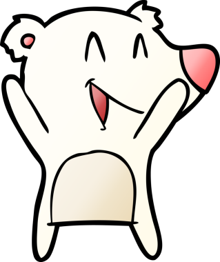 Bir insan tarafından çizilmiş gülen kutup ayısı çizgi filmi.