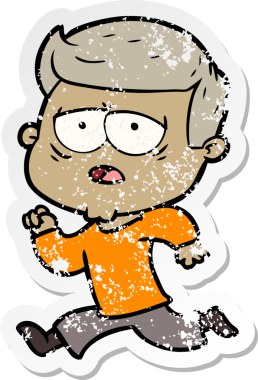 Bir insan tarafından çizilmiş yorgun bir çizgi filmin sıkıntılı çıkartması.