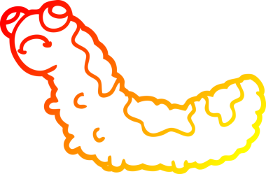 İnsan tarafından çizilmiş mutsuz bir tırtılın sıcak çizgi çizimi.