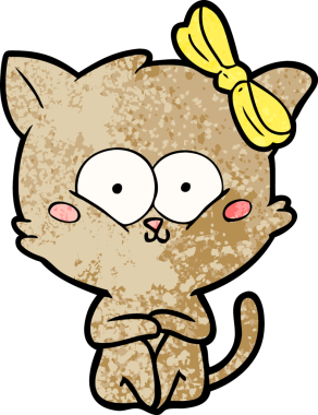 Bir insan tarafından çizilmiş çizgi film kedisi.