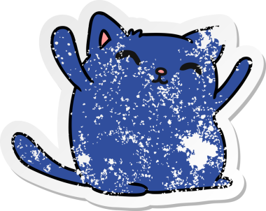 Bir insan tarafından çizilmiş sevimli kawaii kedisinin sıkıntılı çizgi film çizimi