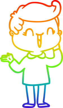 Gökkuşağının gradyan çizimi bir insan tarafından çizilmiş bir çizgi film karakteri.